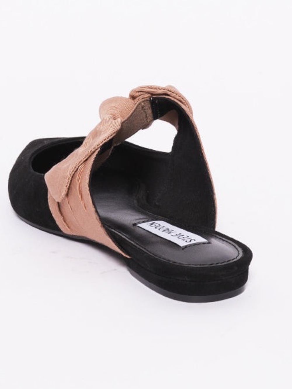 Steve Madden Emma black pointy toe mule blush bow flats - Picture 2 of 13